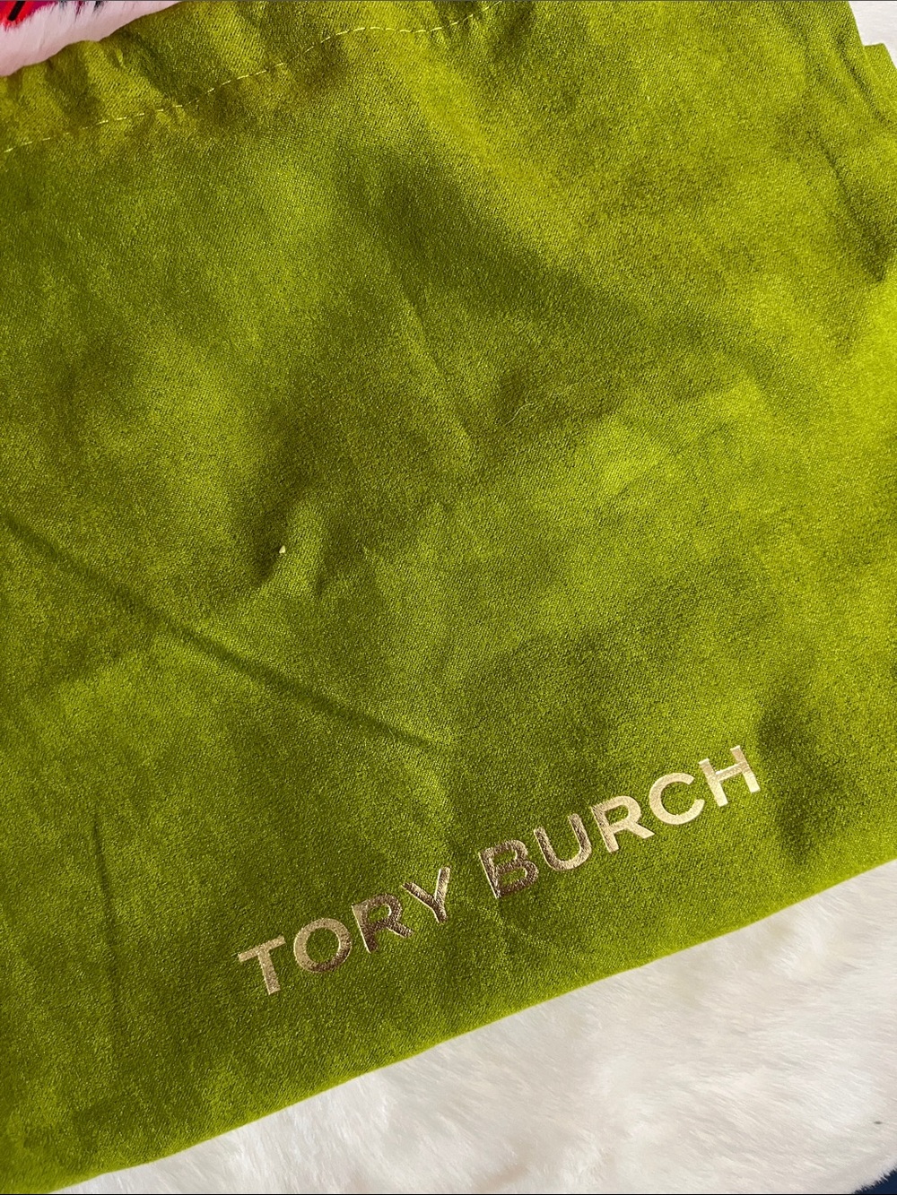 Tory Burch Lime Green Drawstring Dust Bag with Gold Logo - Picture 2 of 5